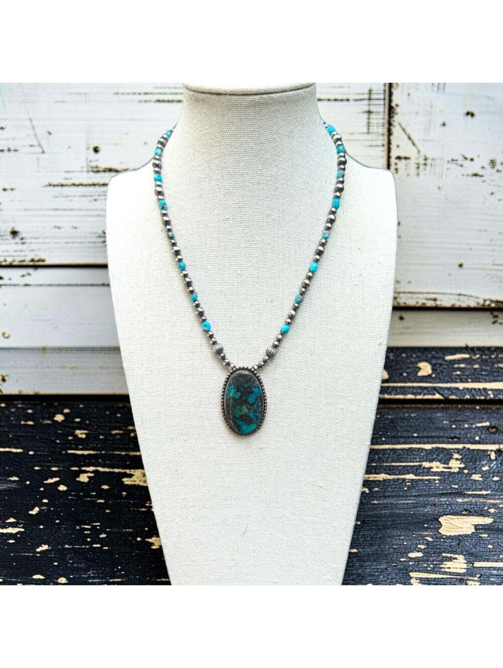 16" Blue Sonoran & Chrysocolla Pendant Necklace